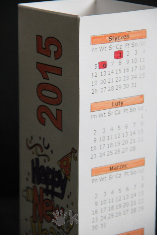 kalendarz 2015 do druku kolorowanka